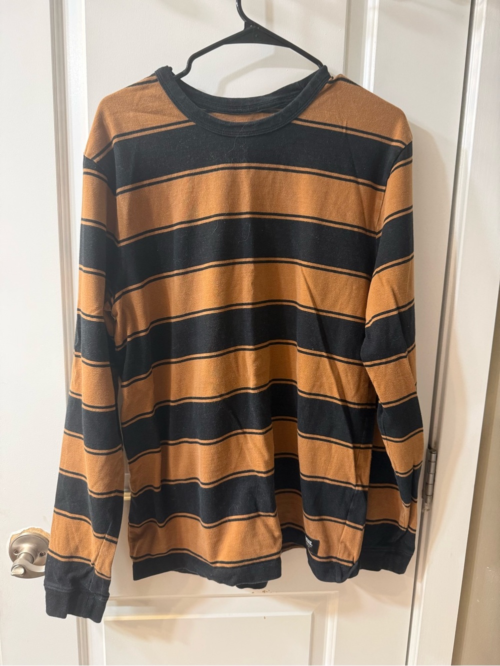 Vans Men's Long Sleeve Striped Crewneck - Black & Brown